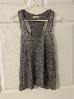 T39a- BELLA DAHL Grey Burnout Tulip Tank Top